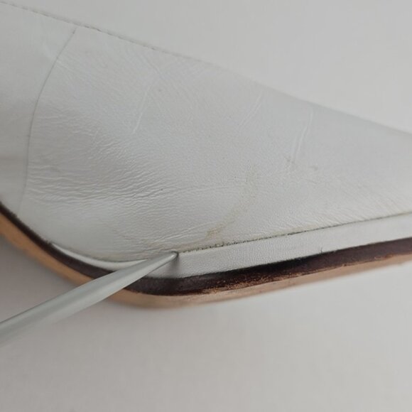 Enzo Angiolini Women's White Leather Slingback Peep Toe Heeled Shoes Size 6B - Picture 15 of 16